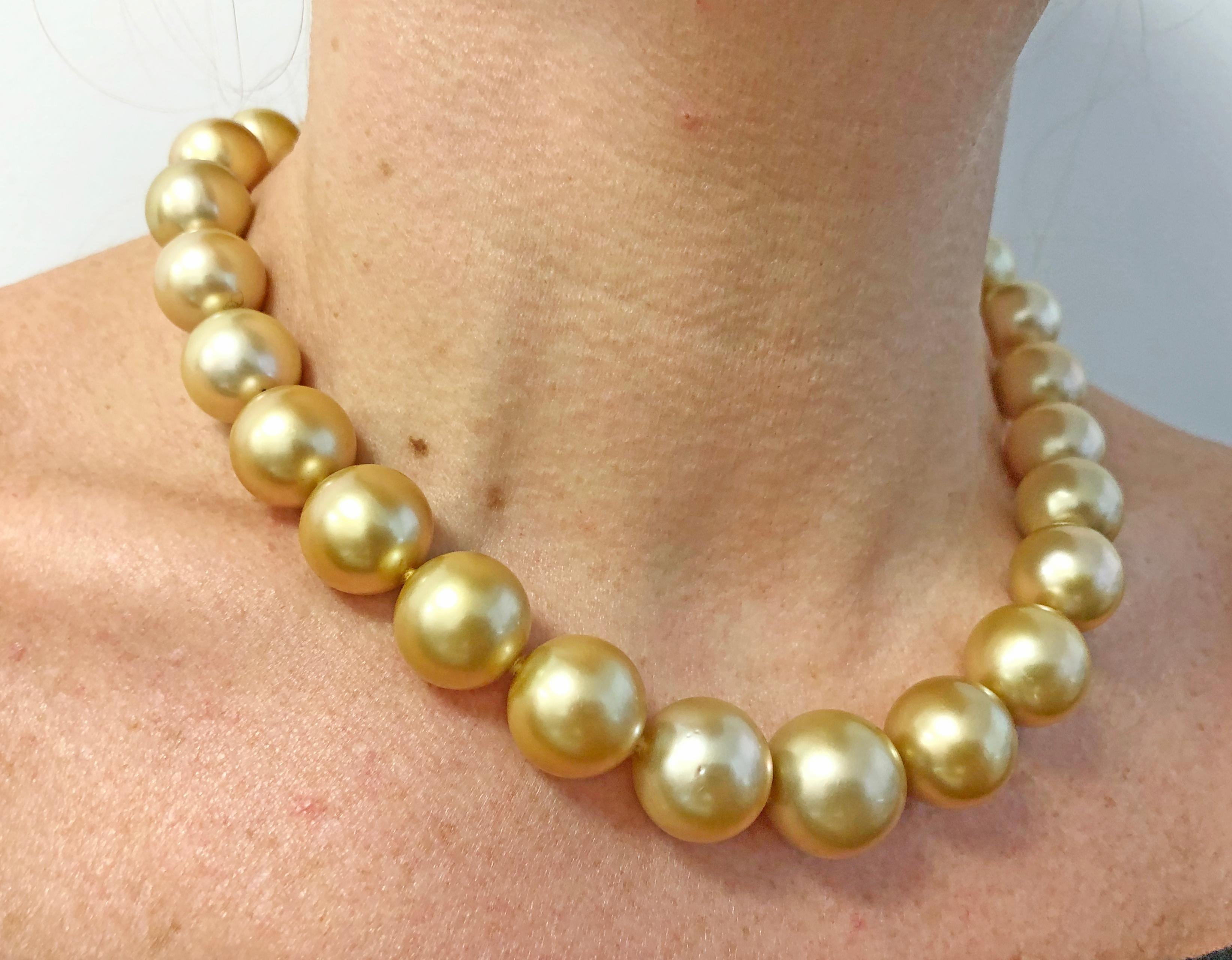 Women's South Sea Pearl Diamond Bead Yellow Gold Necklace