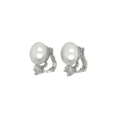 South Sea Pearl Diamond Button Earrings