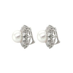 South Sea Pearl Diamond Button Earrings