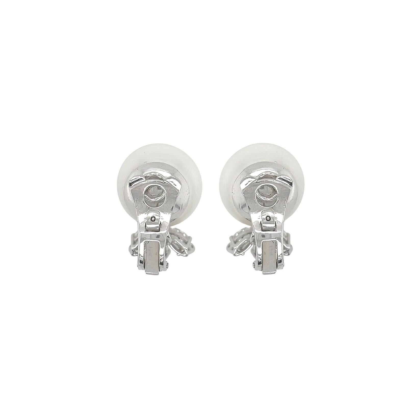 Marquise Cut South Sea Pearl Diamond Button Earrings