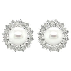 South Sea Pearl Diamond Button Earrings