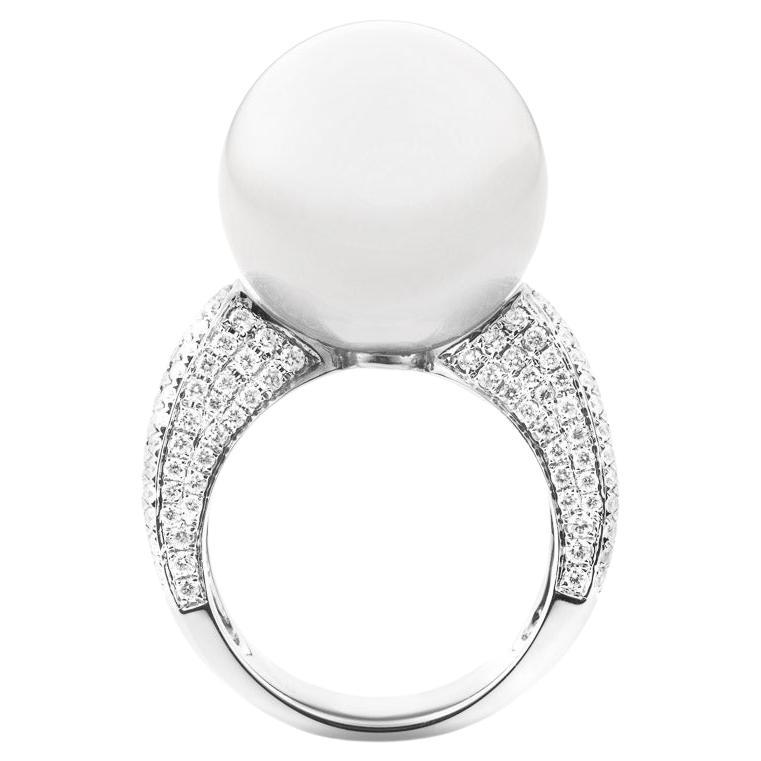 South Sea Pearl Diamond Cocktail Ring For Sale