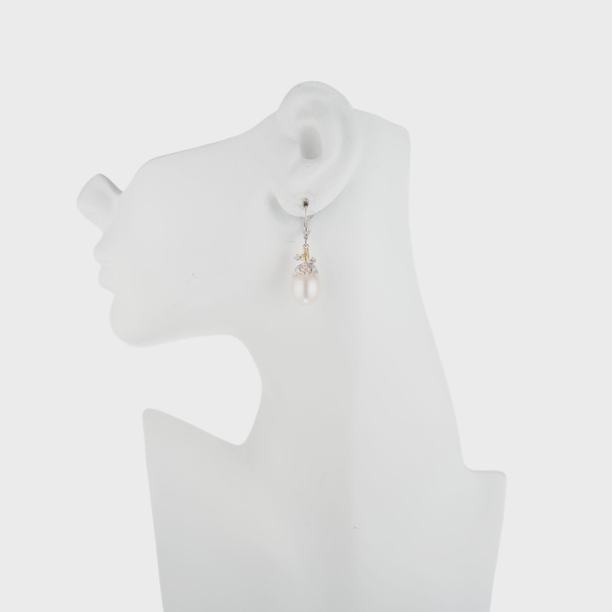 Women's South Sea Pearl Diamond Dangle Earrings