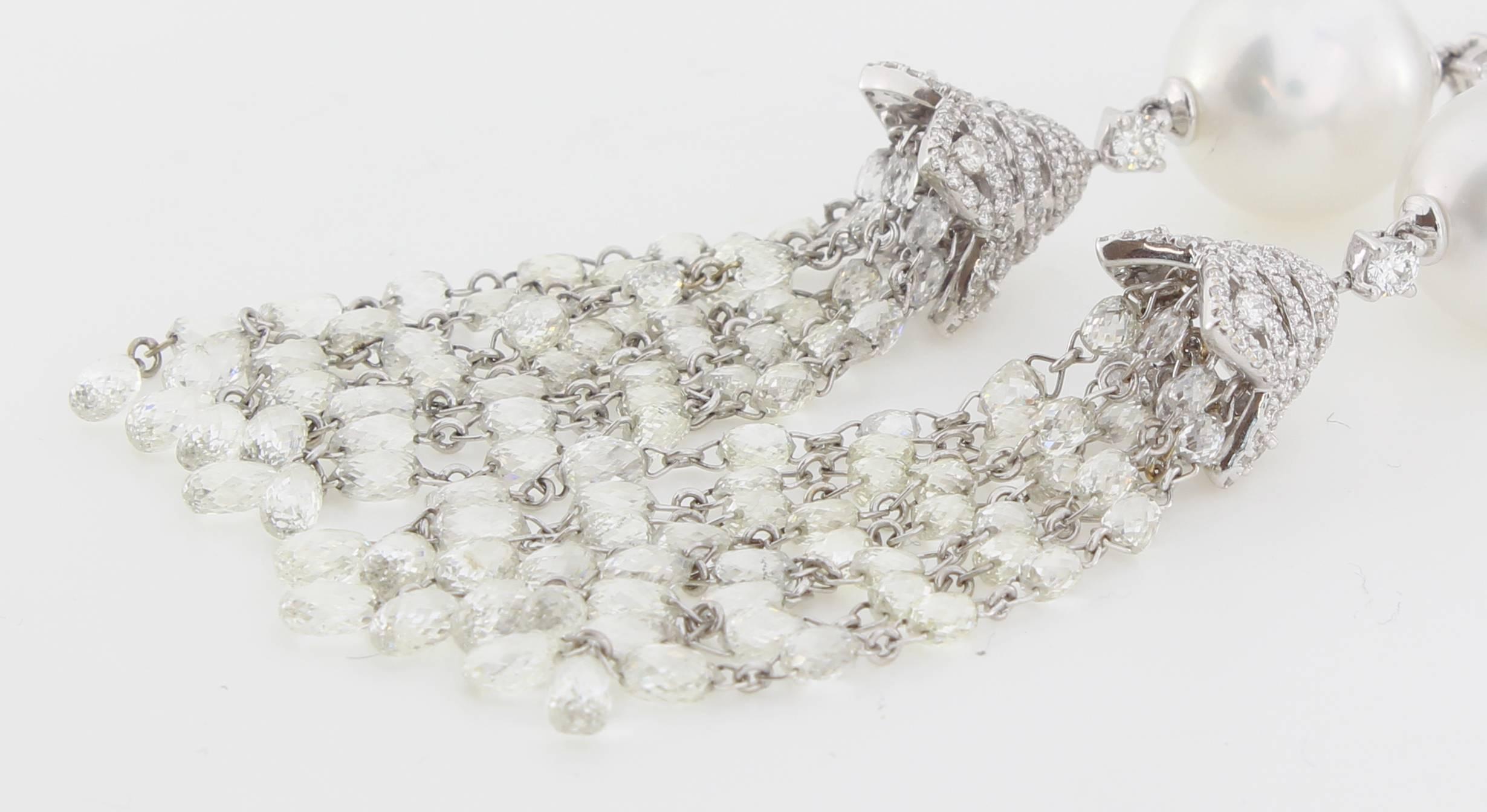 Autore South Sea Pearl Diamond Dangle Earrings For Sale 1