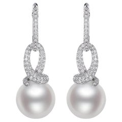South Sea Pearl Diamond Dangle Earrings in 14 Karat Gold
