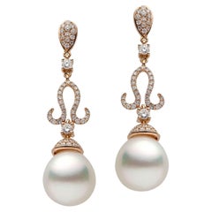Südseeperlen-Diamant-Tropfen-Ohrhänger 18KT Roségold 1,04 CTS 11-12 MM