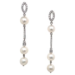 South Sea Pearl & Diamond Drop Earrings by Dilys'