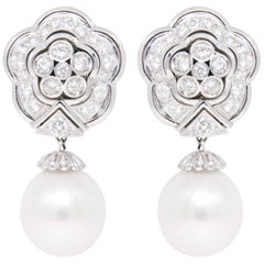 Südseeperlen-Diamant-Tropfen-Ohrringe En Tremblant Design von Ella Gafter