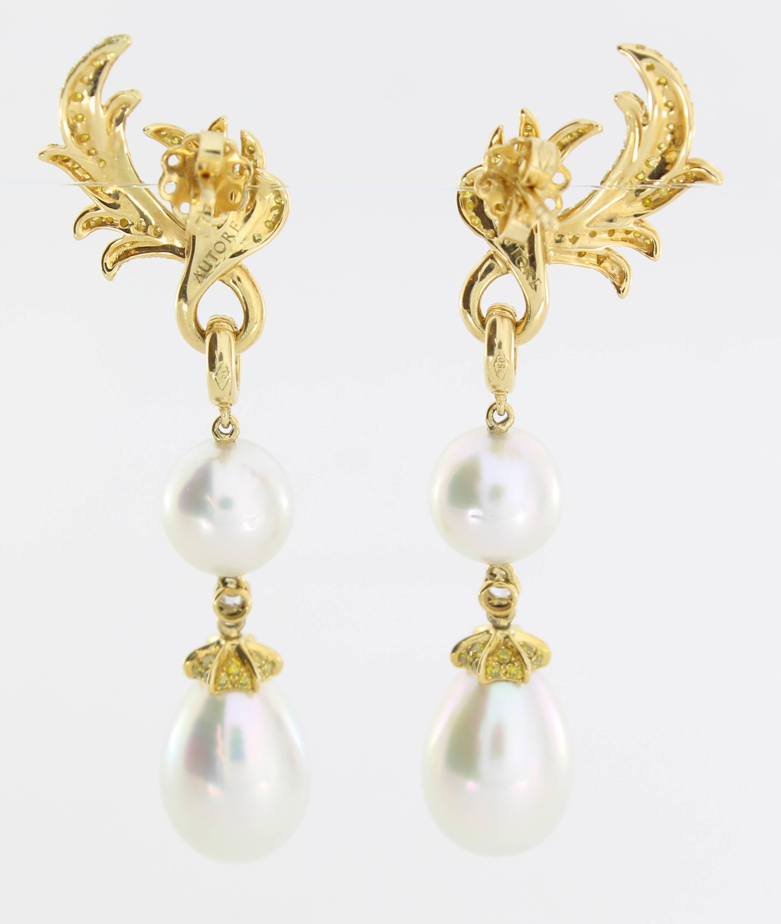 Women's South Sea Pearl Diamond Drop Earrings