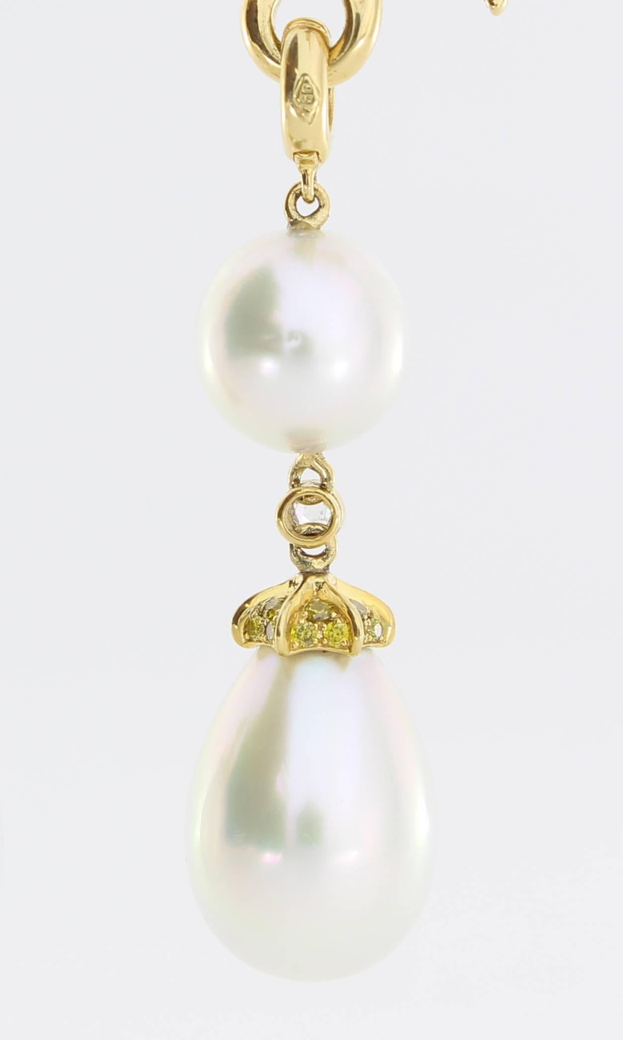 South Sea Pearl Diamond Drop Earrings 2