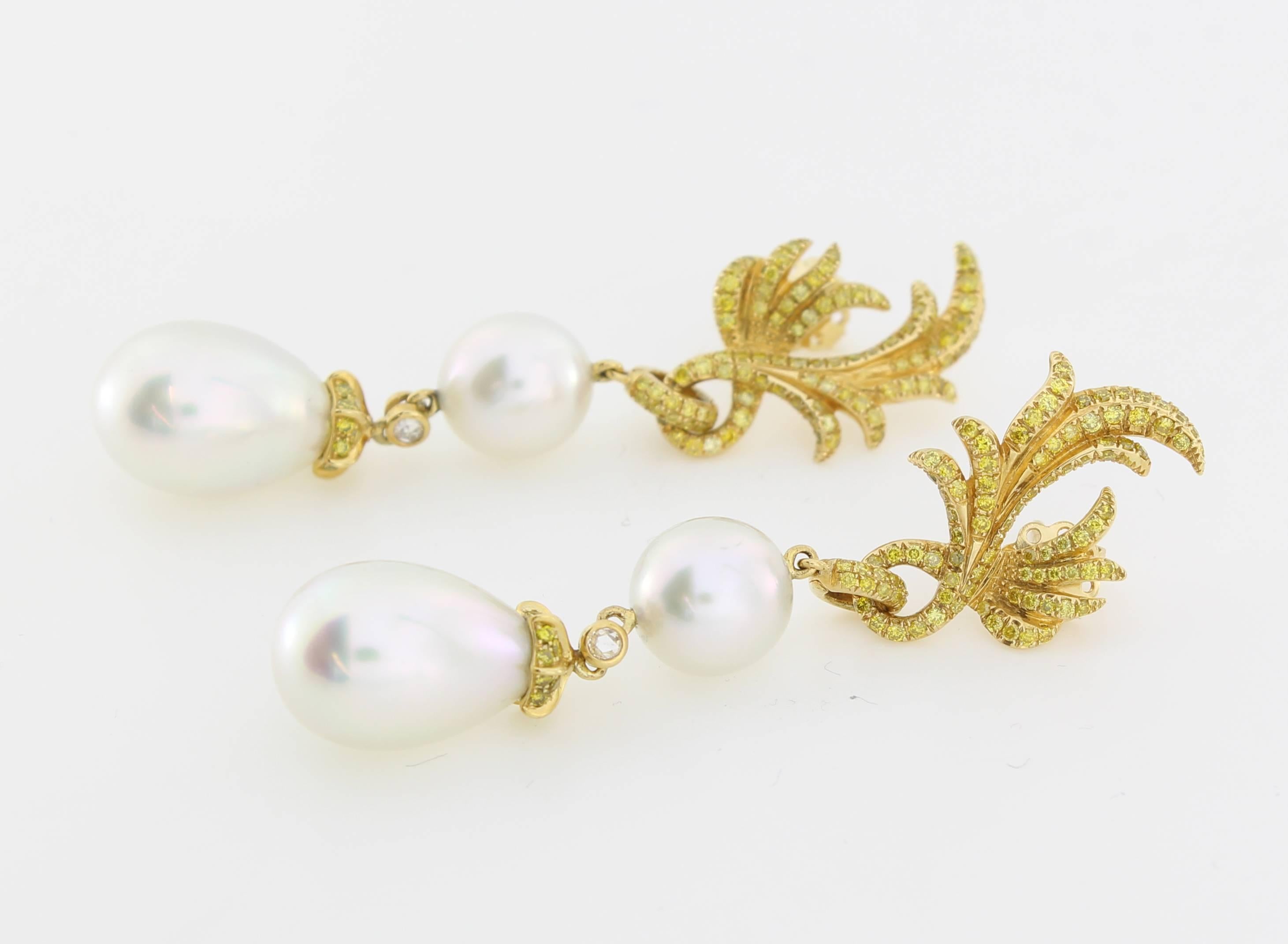 South Sea Pearl Diamond Drop Earrings 3