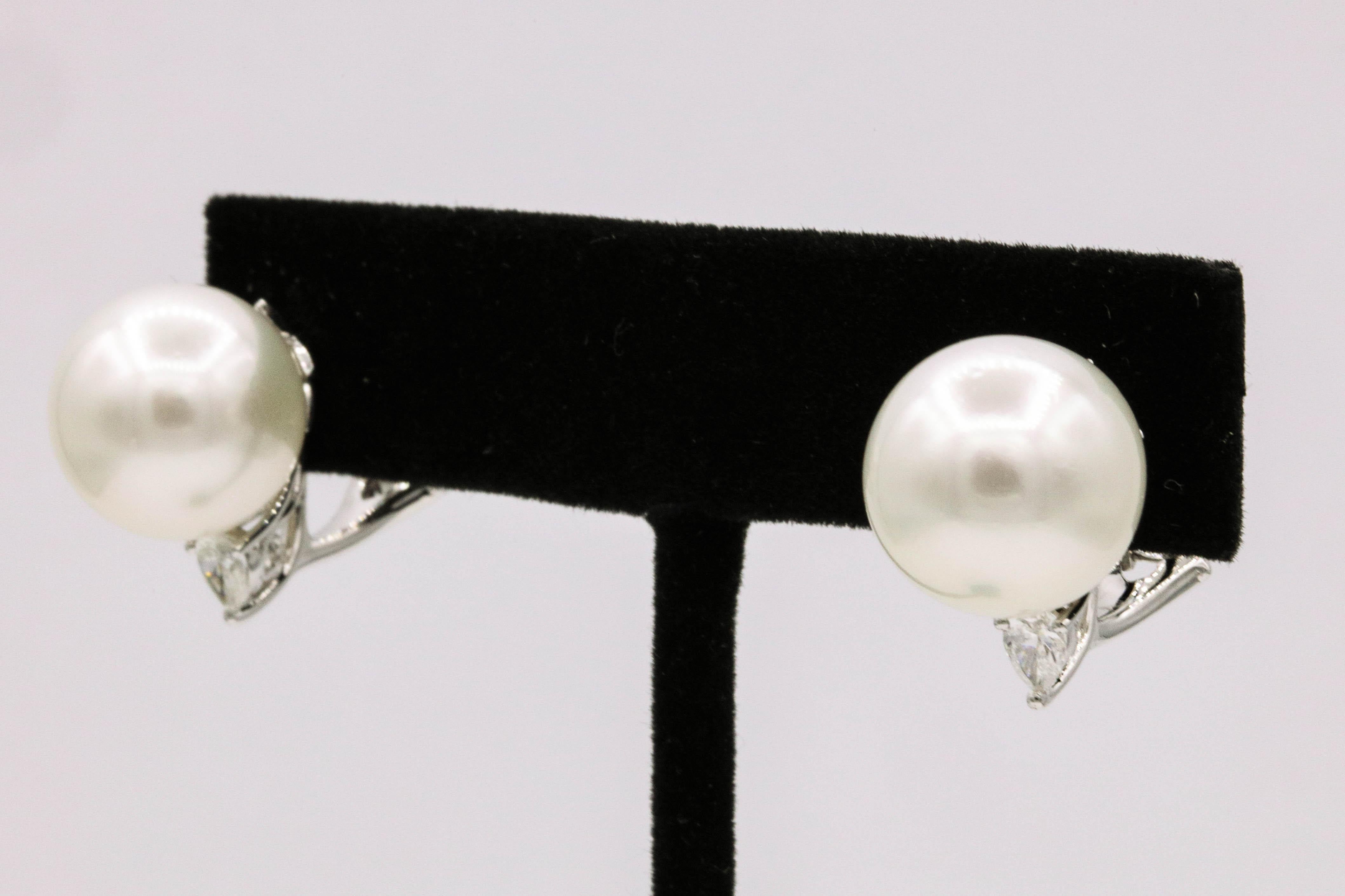 Südseeperlen-Diamant-Ohrringe 0,38 Karat im Zustand „Neu“ im Angebot in New York, NY