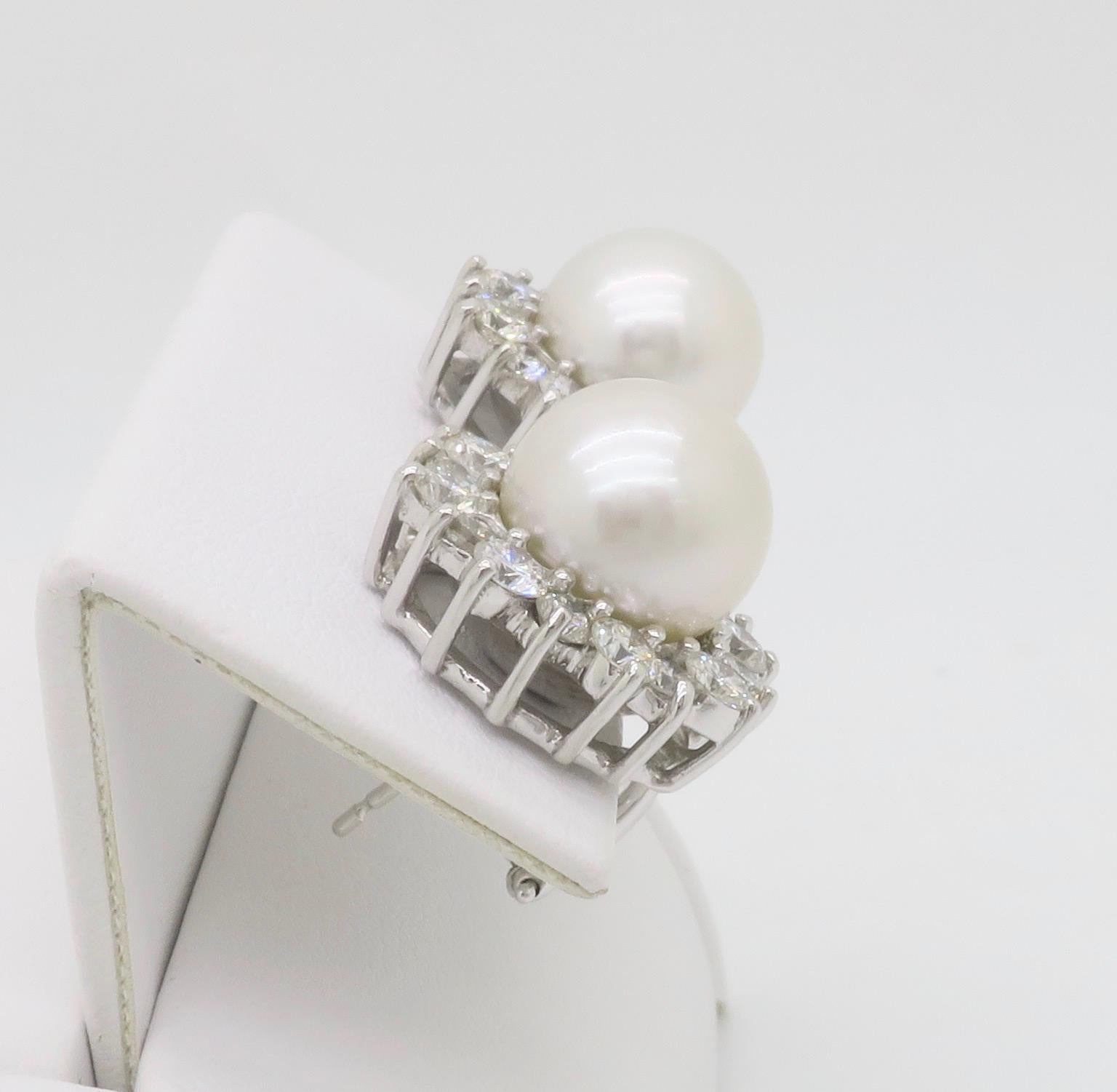 South Sea Pearl & Diamond Earrings For Sale 5