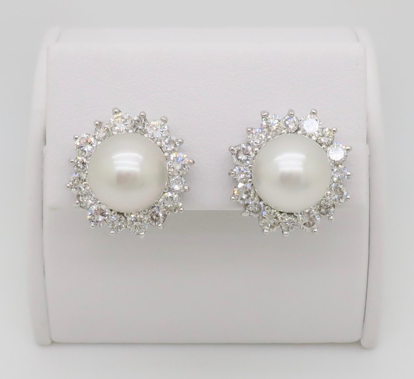 South Sea Pearl & Diamond Earrings For Sale 6