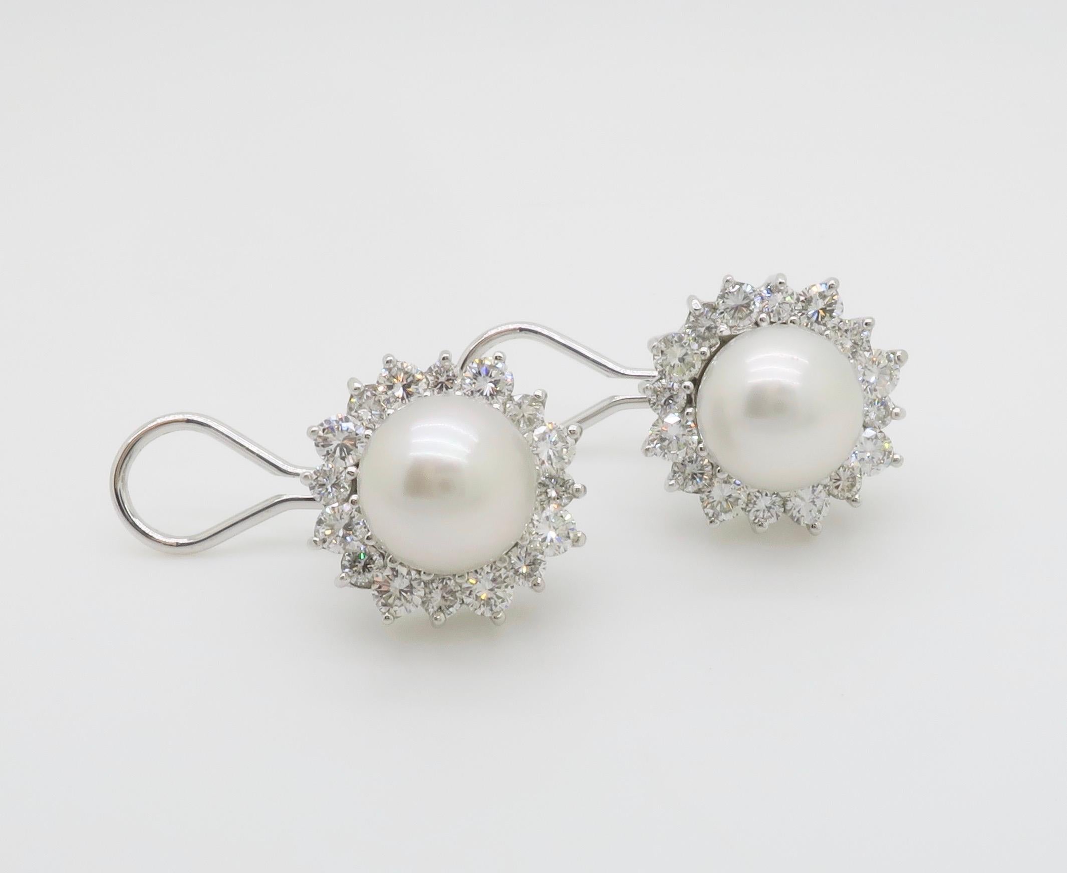South Sea Pearl & Diamond Earrings For Sale 1