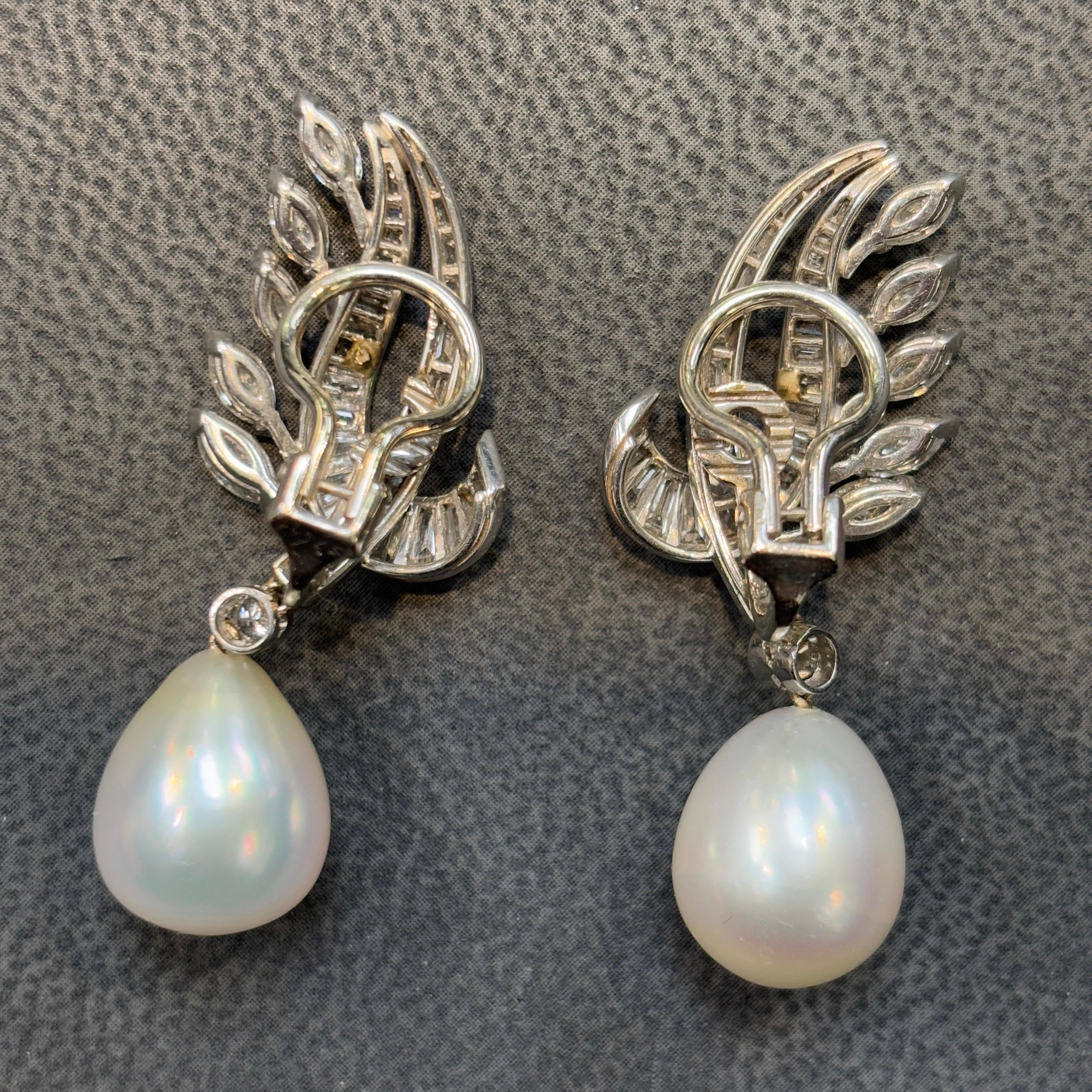 Orecchini con perle dei mari del sud e diamanti in vendita 1