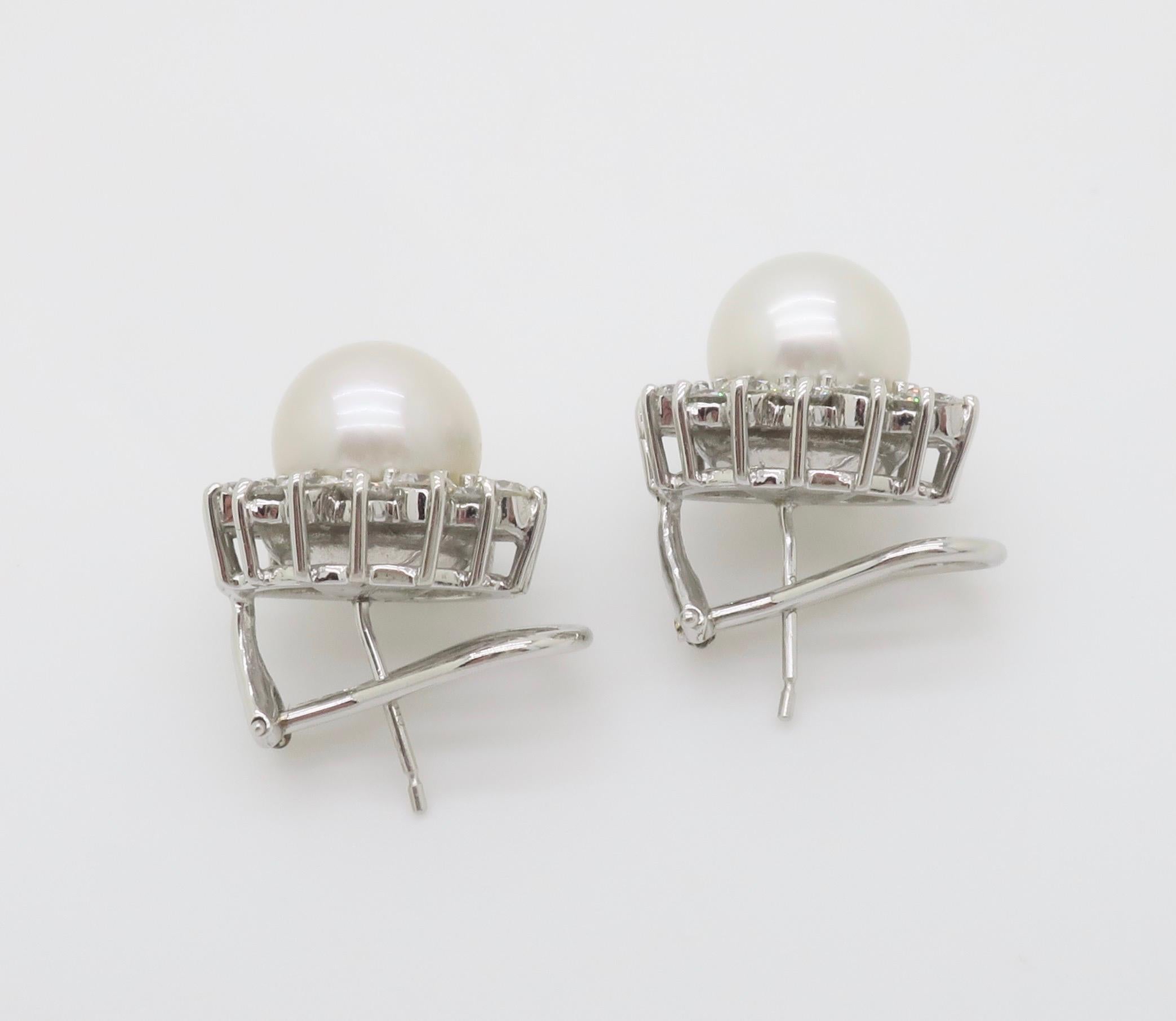 South Sea Pearl & Diamond Earrings For Sale 2