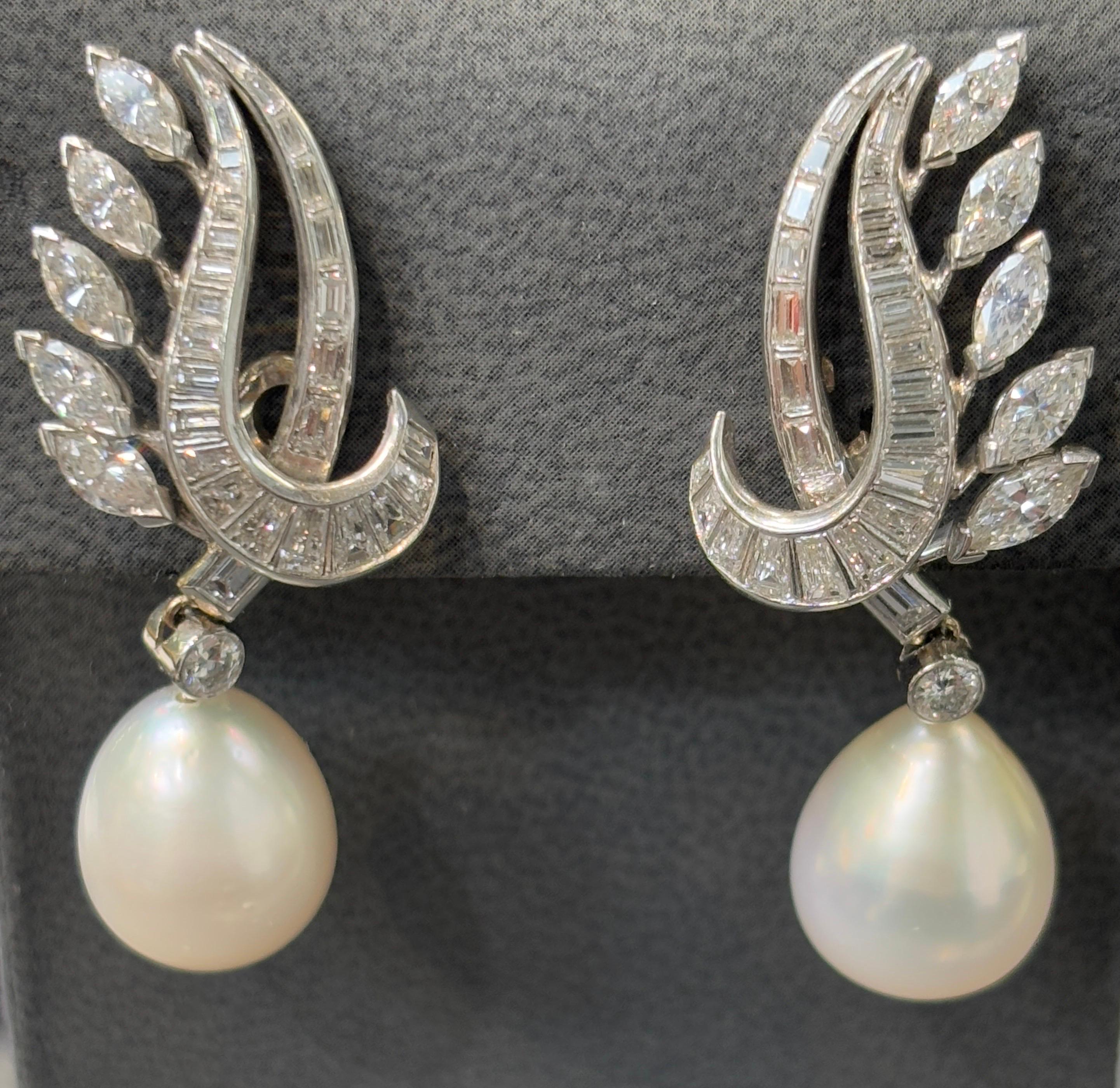 Orecchini con perle dei mari del sud e diamanti in vendita 2