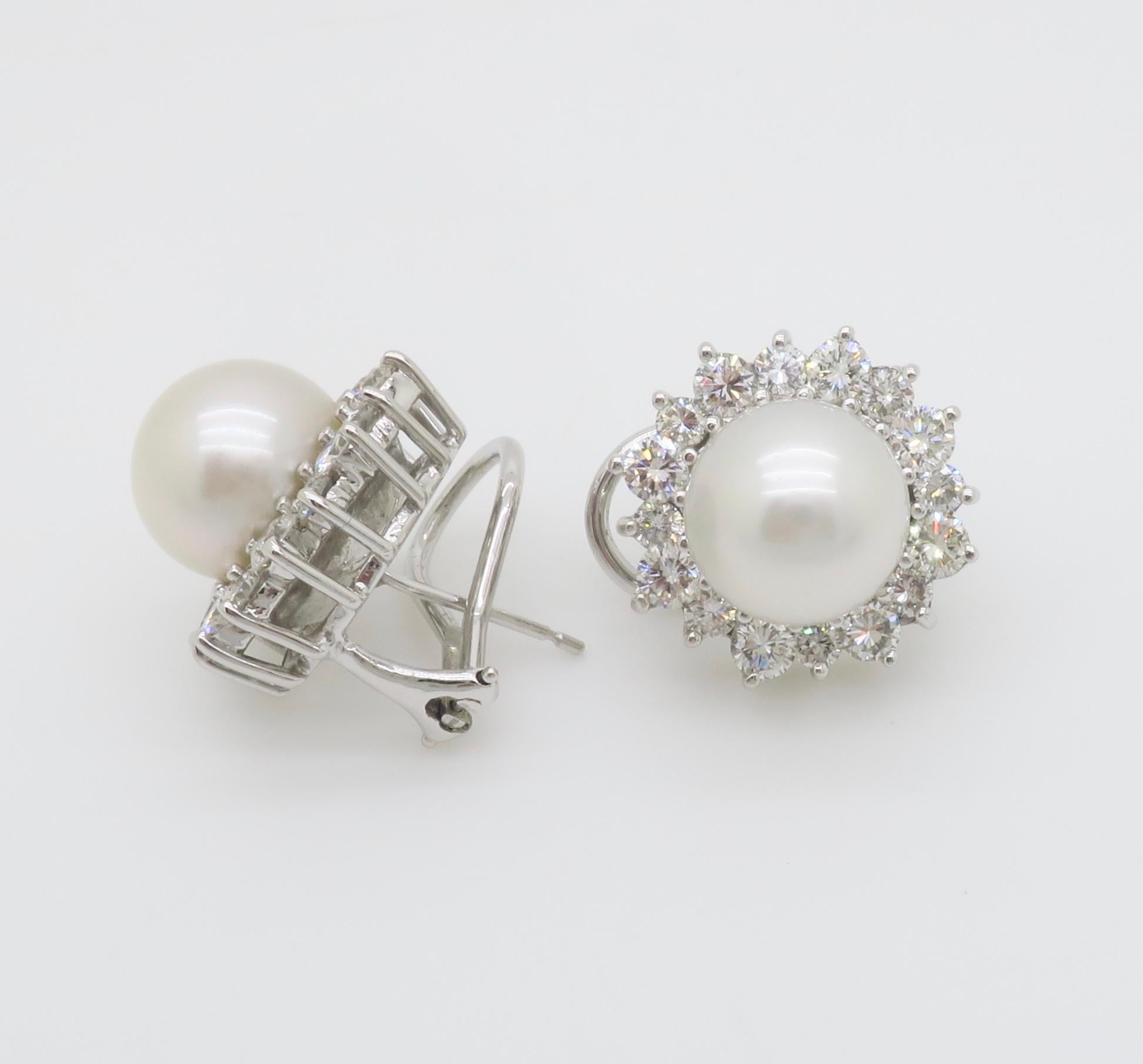 South Sea Pearl & Diamond Earrings For Sale 3