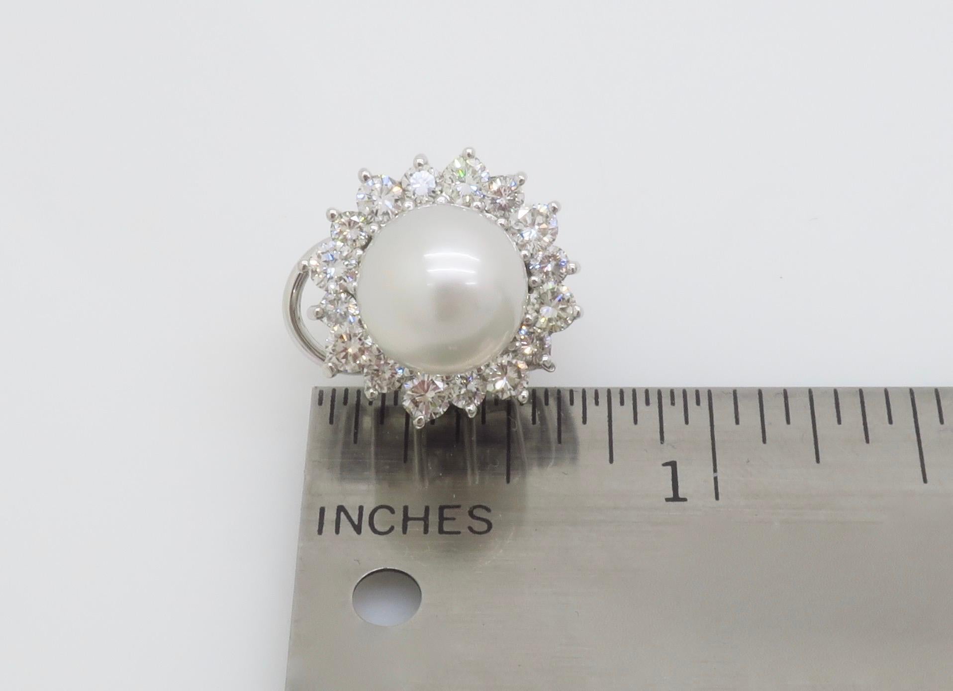South Sea Pearl & Diamond Earrings For Sale 4