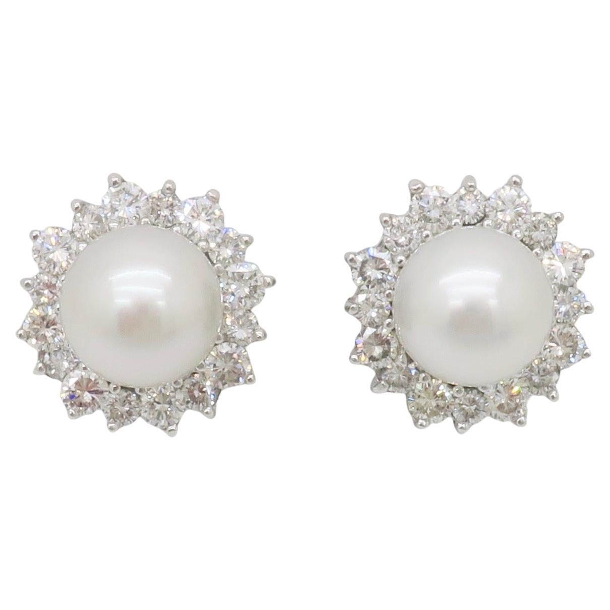 South Sea Pearl & Diamond Earrings