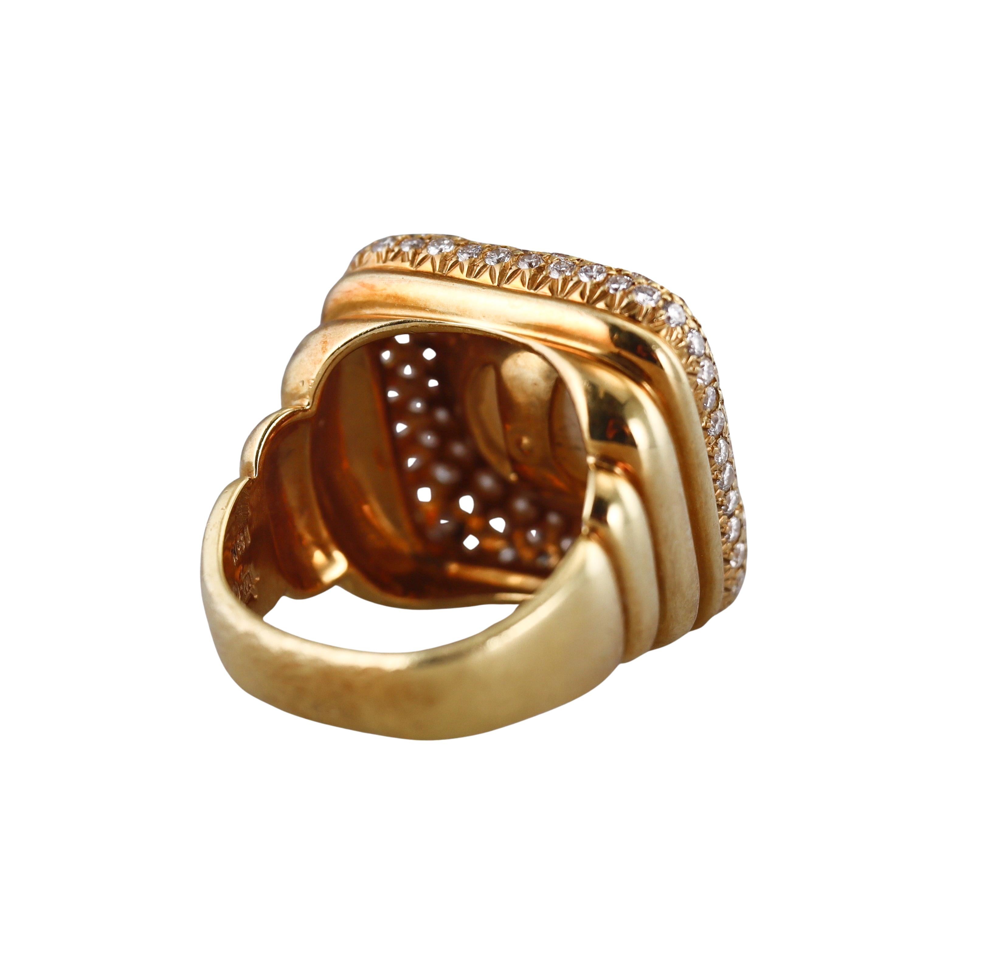 Round Cut South Sea Pearl Diamond Gold Cocktail Ring For Sale