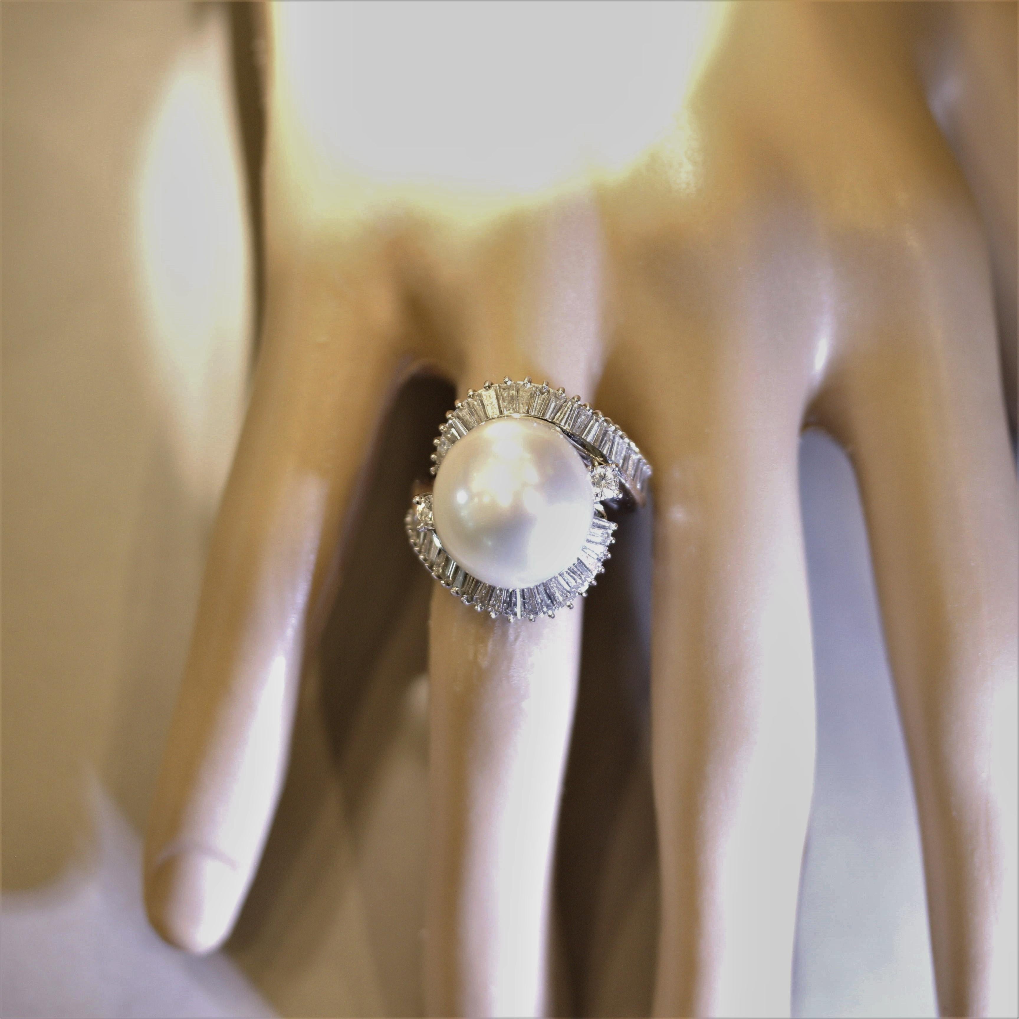South Sea Pearl Diamond Gold Cocktail Ring For Sale 1
