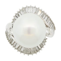 South Sea Pearl Diamond Gold Cocktail Ring