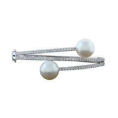 South Sea Pearl Diamond Gold Cuff Bracelet