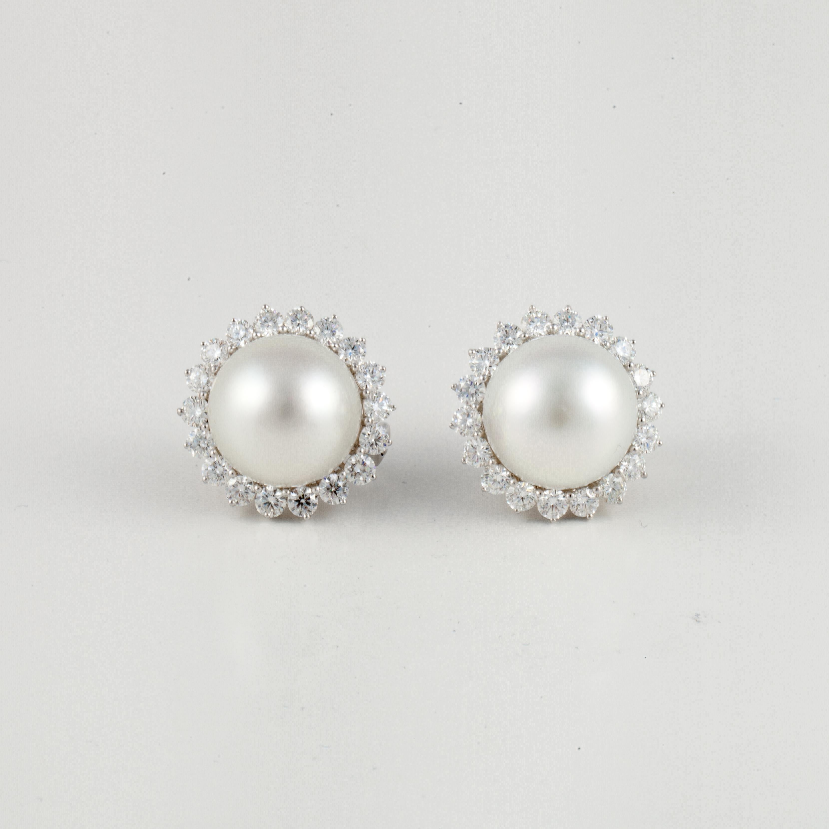 Women's South Sea Pearl Diamond Gold Earrings