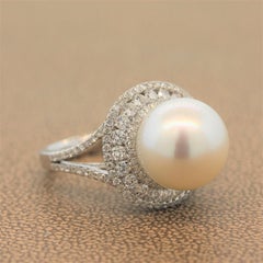 South Sea Pearl Diamond Gold Ring