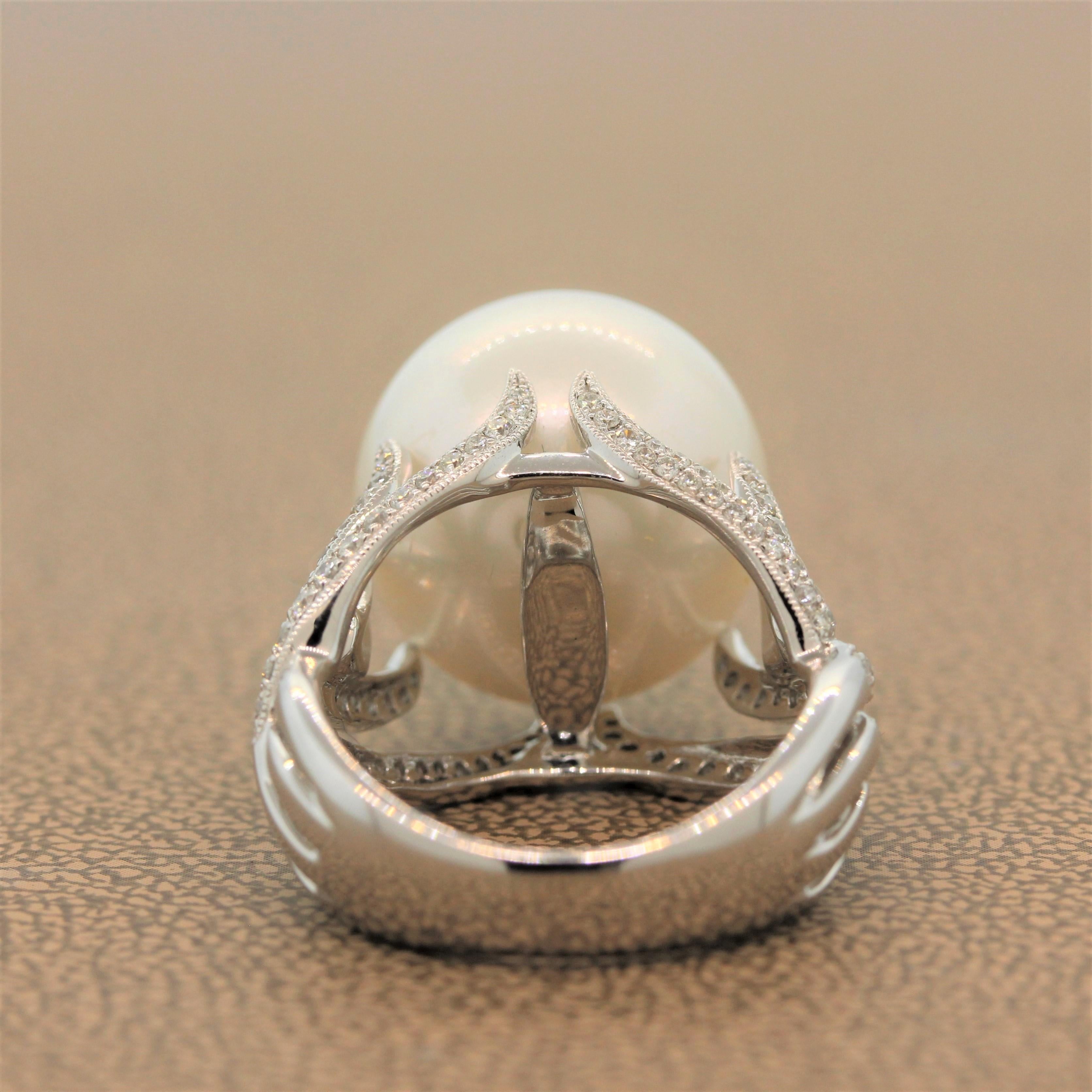 South Sea Pearl Diamond Gold Ring For Sale 1