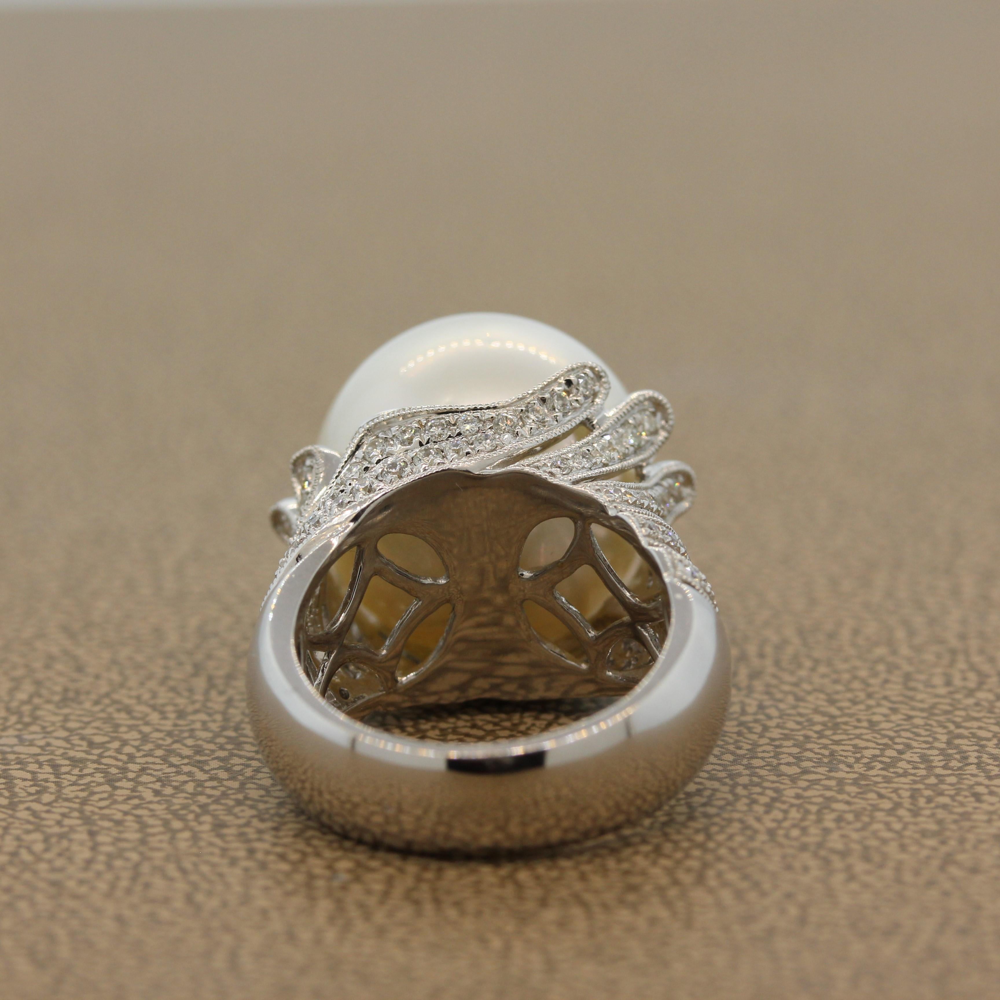 South Sea Pearl Diamond Gold Ring For Sale 1