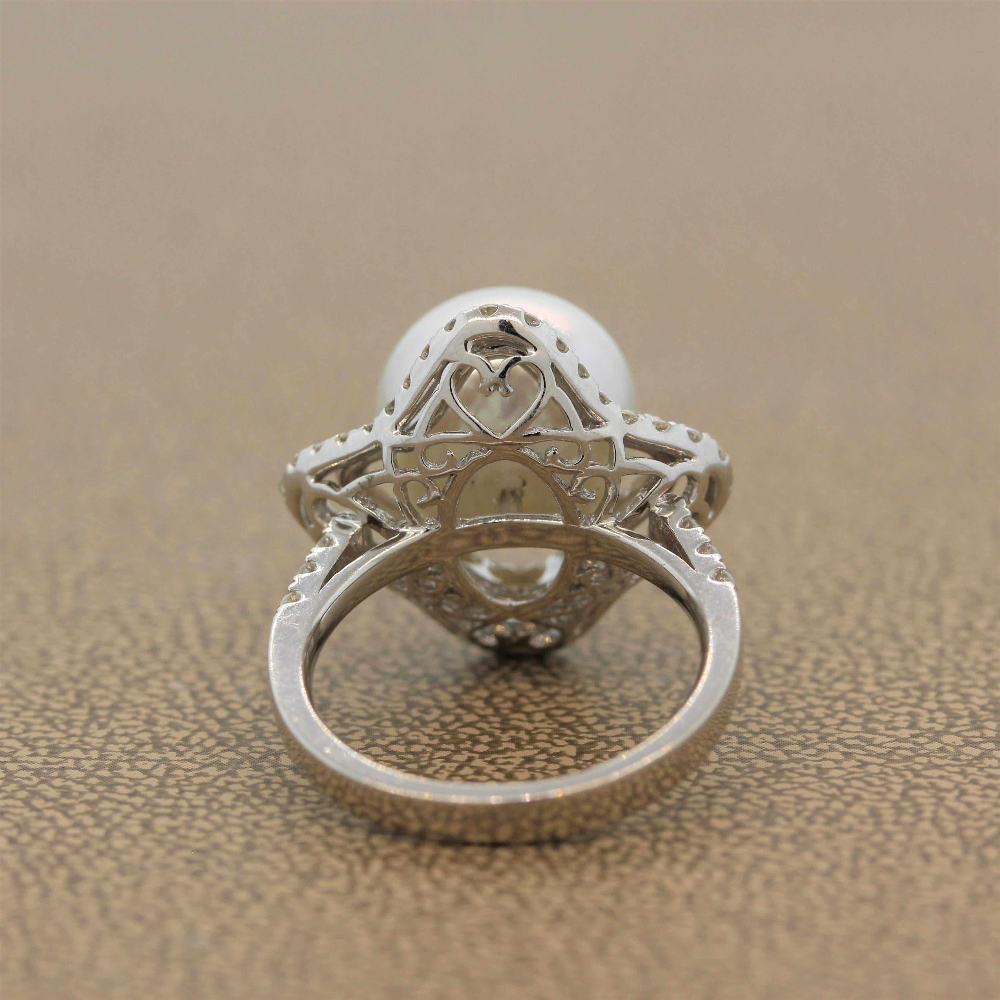 South Sea Pearl Diamond Gold Ring 1
