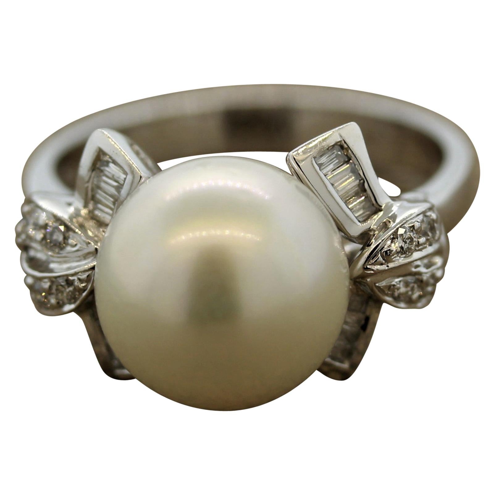 South Sea Pearl Diamond Gold Ring