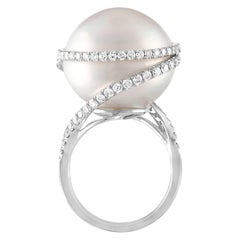 1.16 Carats Diamonds And South Sea Pearl Gold Ring