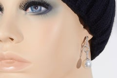 South Sea Pearl Diamond Hoop Drop Earrings 0.81 Carat 18 Karat White Gold