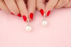 South Sea Pearl Diamond Hoop Drop Earrings Design by Ella Gafter