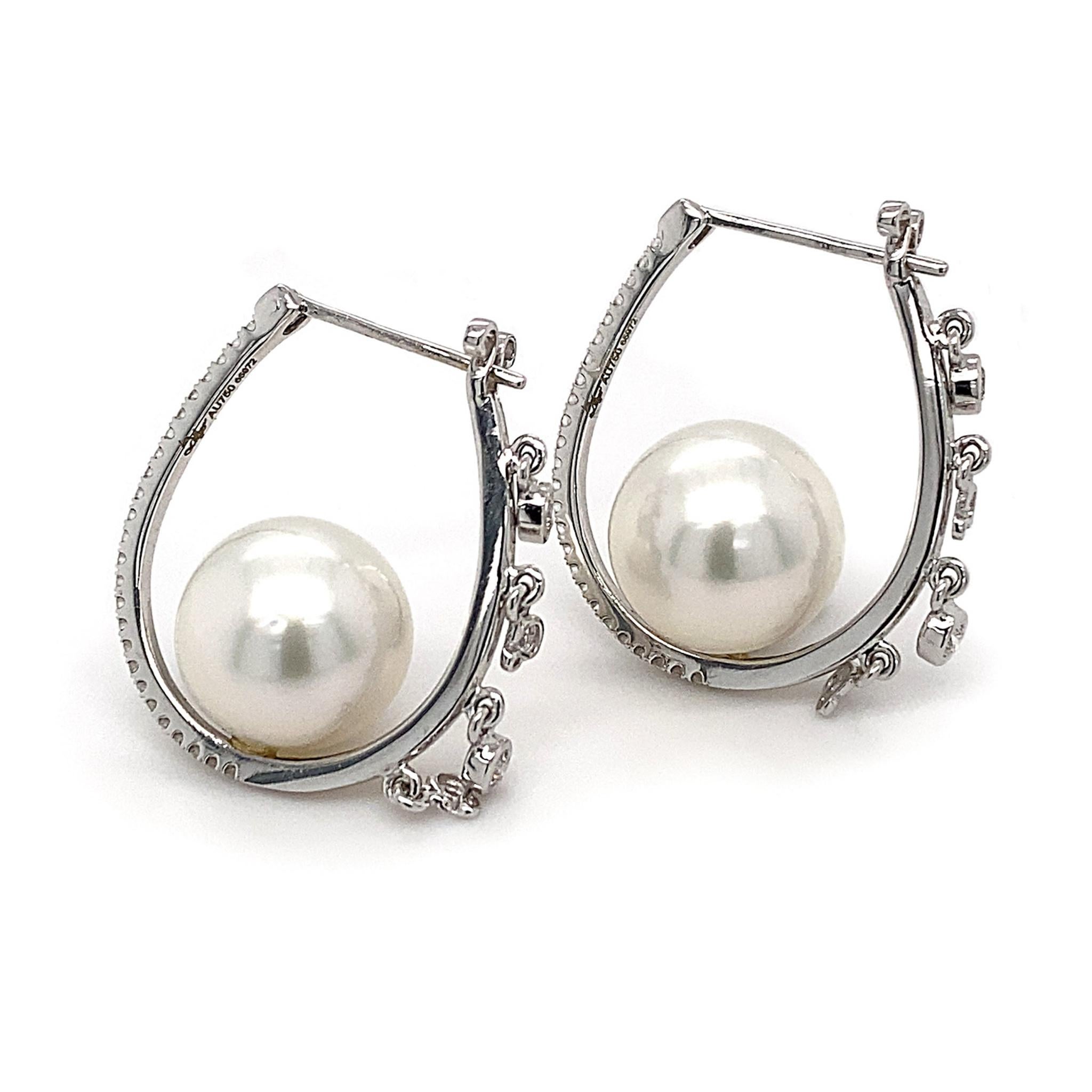 pearl and diamond hoop earrings