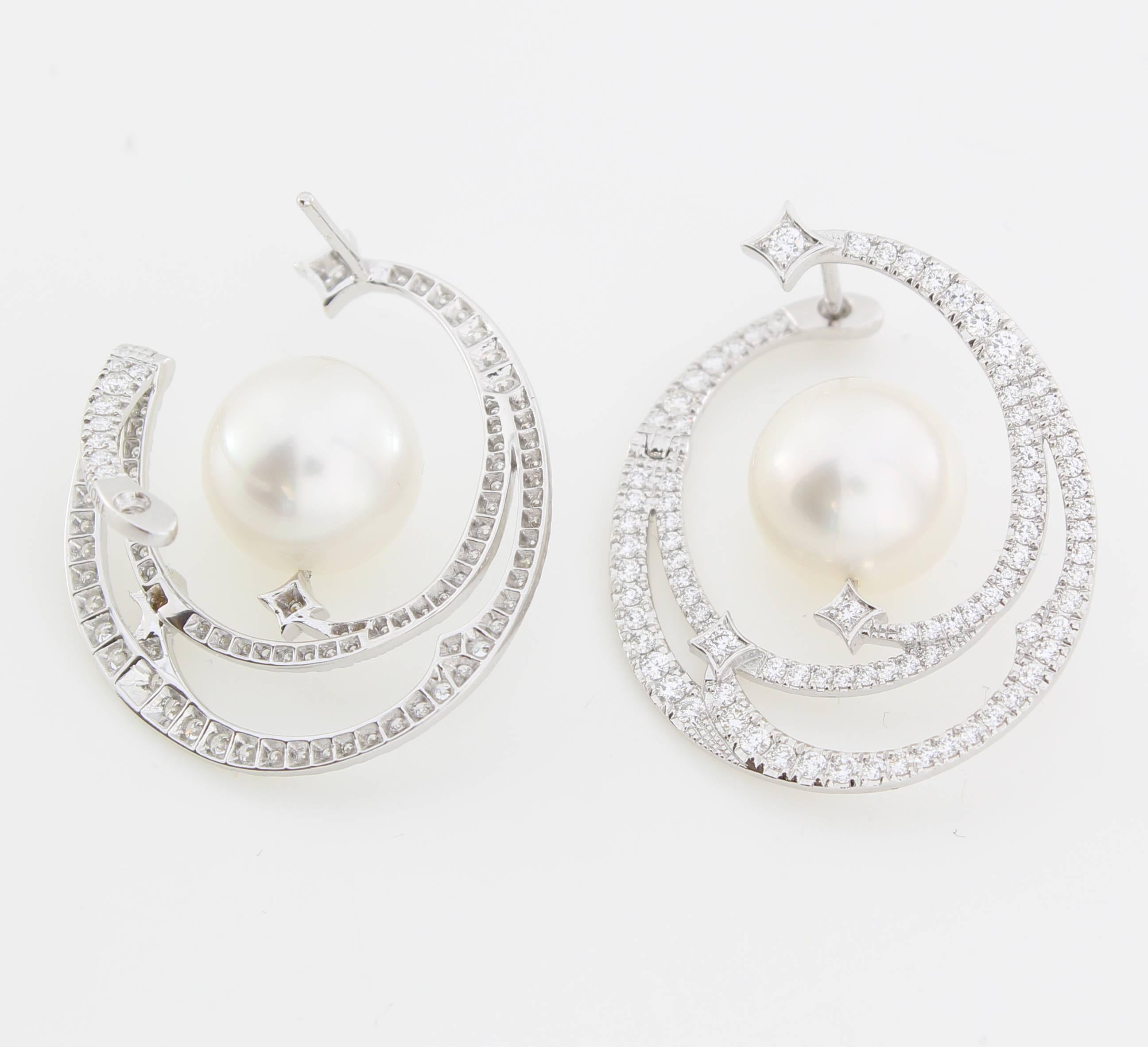 Women's Autore South Sea Pearl Diamond Hoop Earrings