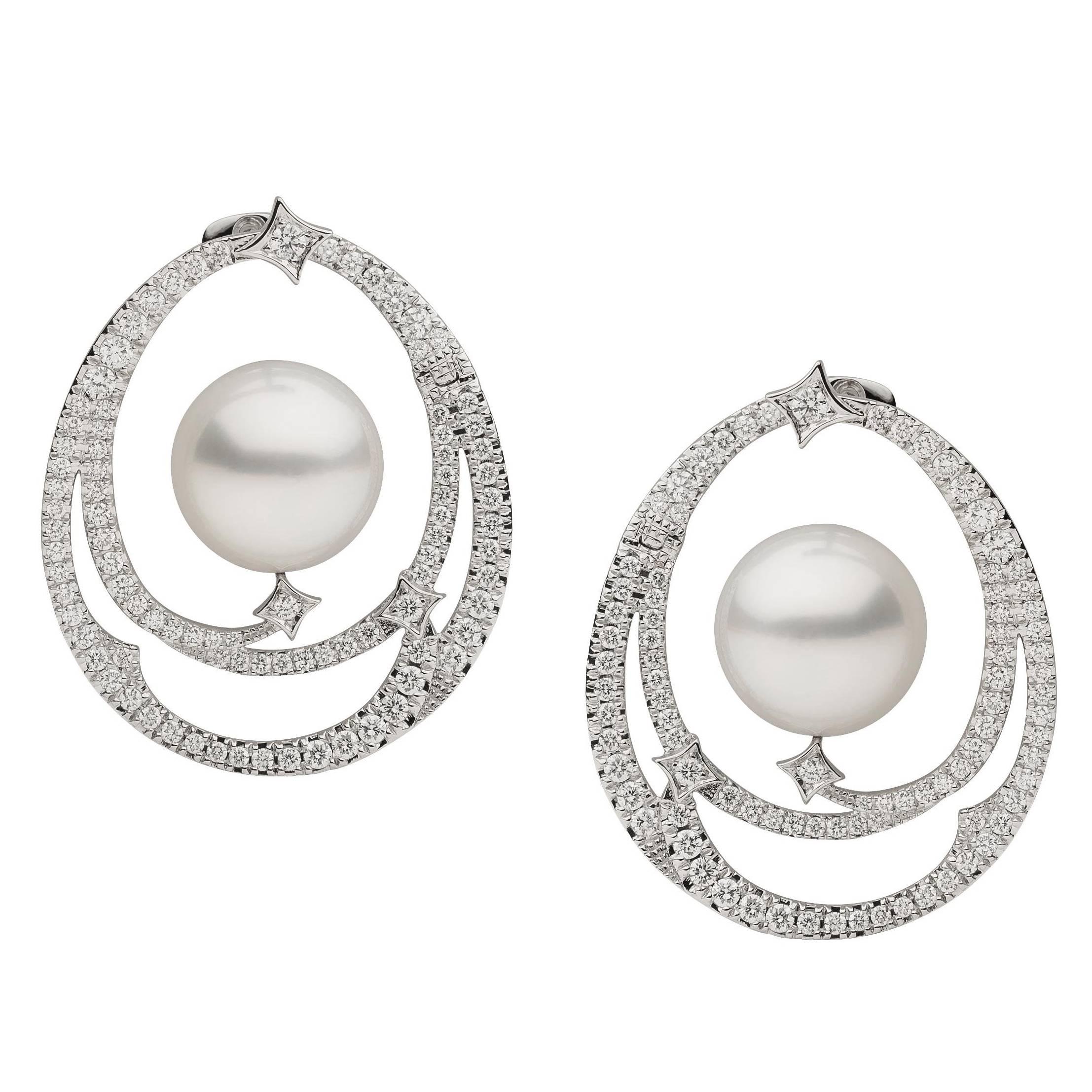 Autore South Sea Pearl Diamond Hoop Earrings