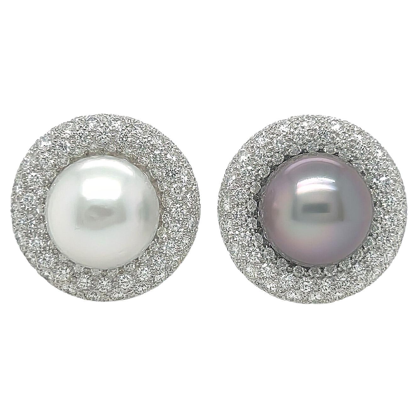 South Sea Pearl Diamond Interchangeable Earrings