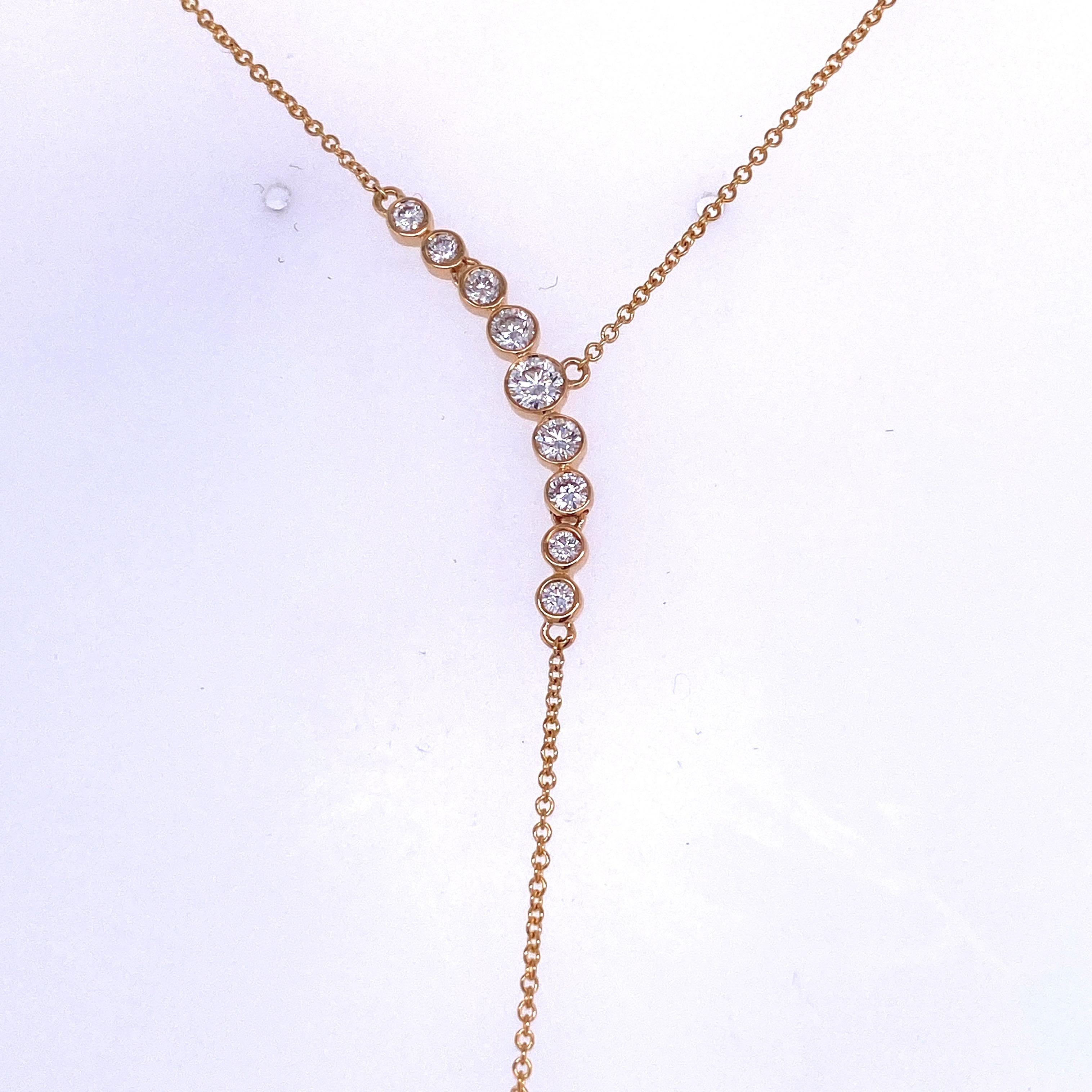 Women's South Sea Pearl Diamond Lariat Necklace 0.51 Carat 18 Karat Yellow Gold For Sale