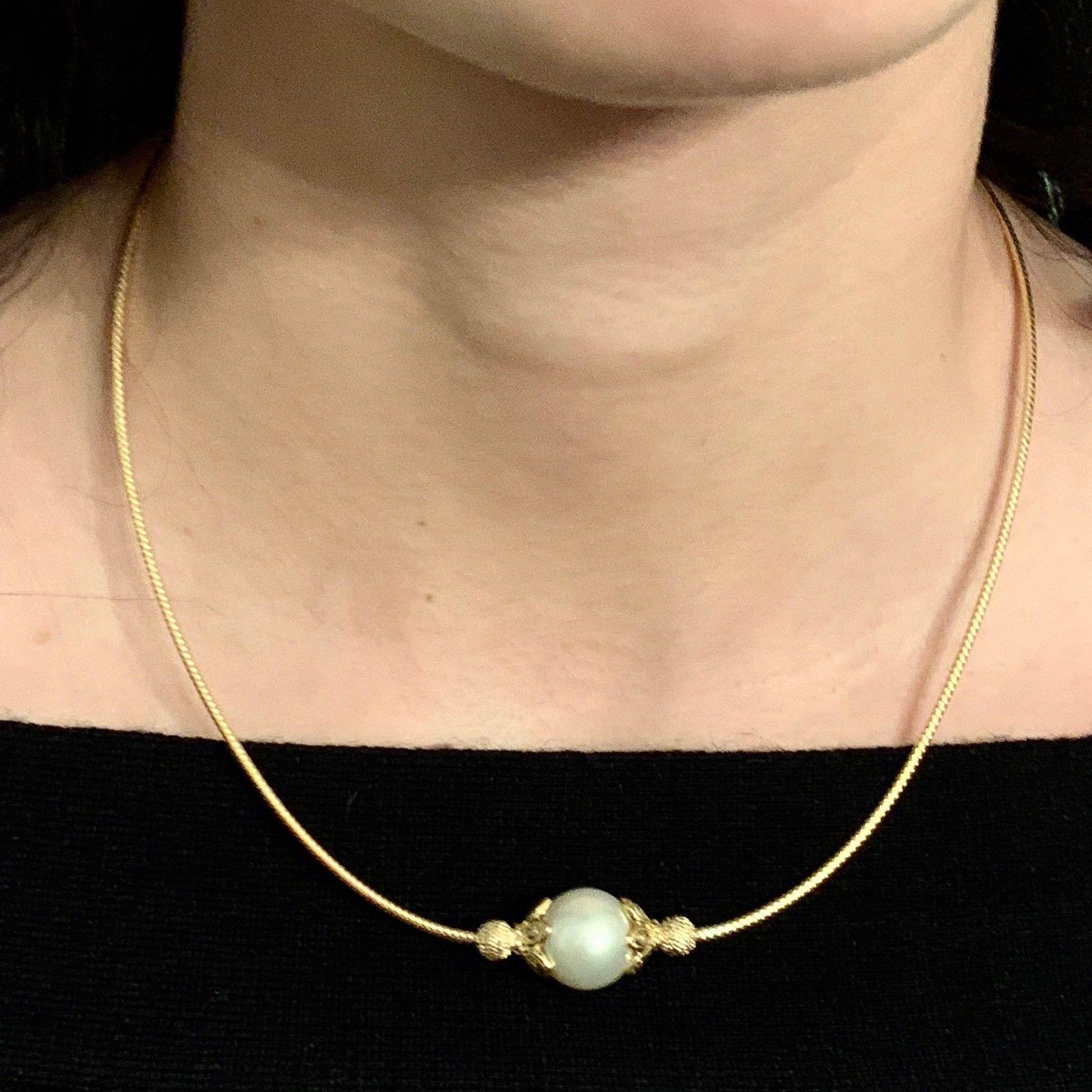 Collar de Diamantes Perla del Mar del Sur Oro de 14 Kilates Italia Certificado Moderno en venta