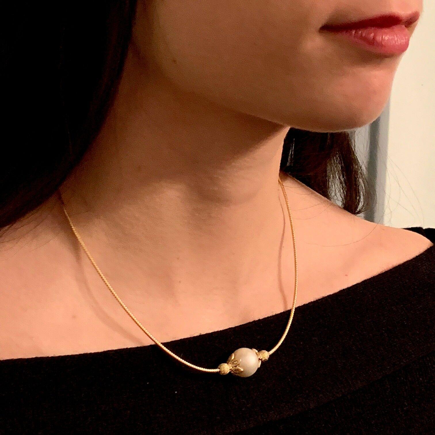 Südseeperlen-Diamant-Halskette 12,88 mm 14 Karat Gold Italien zertifiziert im Zustand „Neu“ im Angebot in Brooklyn, NY