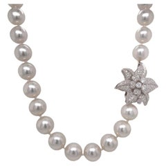 South Sea Pearl & Diamond Necklace in 18K White Gold
