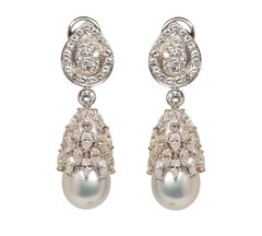 South Sea Pearl and Diamond Pendant Earrings