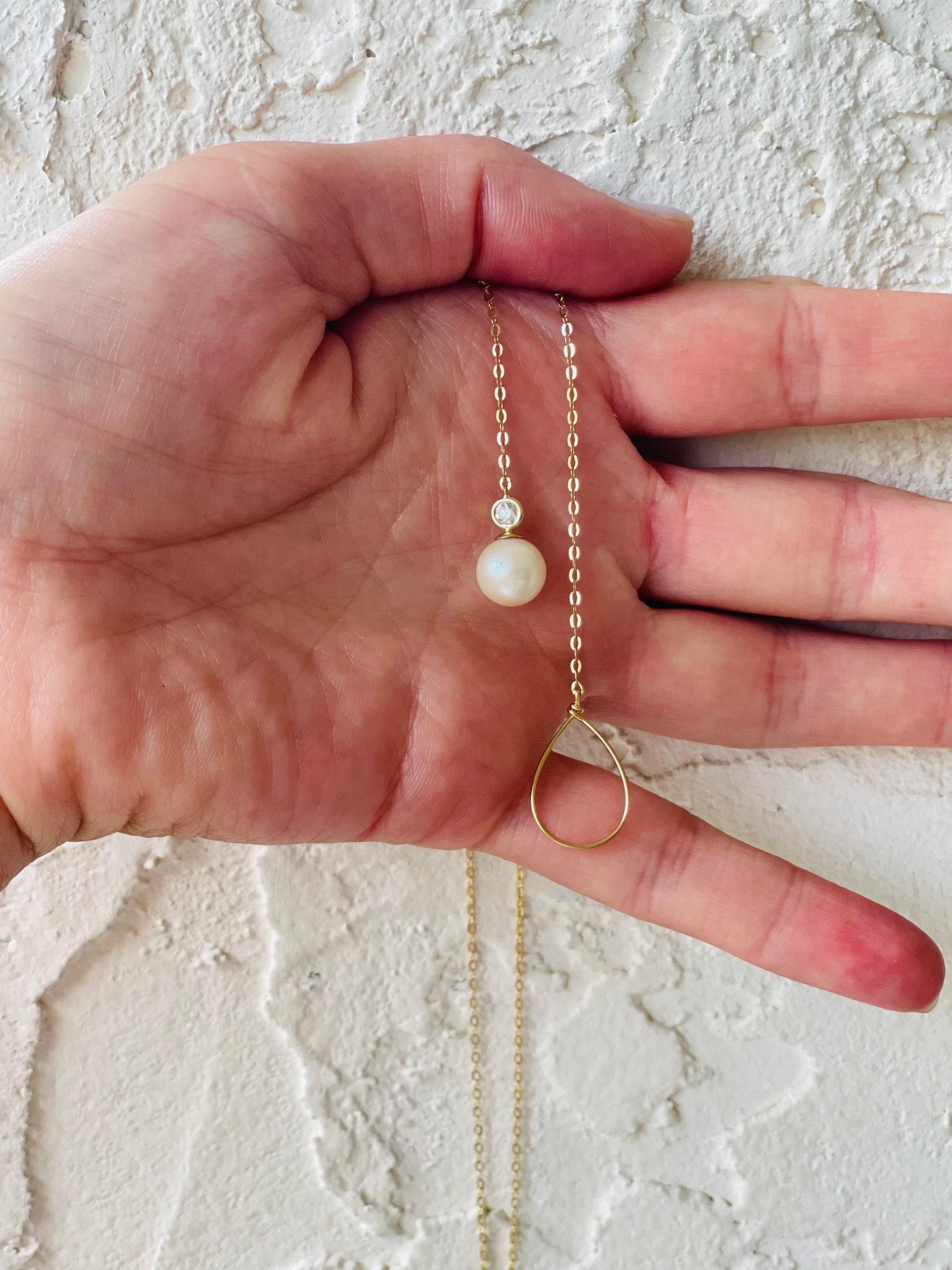 Perla dei mari del sud Ciondolo con diamante moderno in oro bianco 14KT, stupefacente per tutte le lunghezze. In condizioni Nuovo in vendita a Boca Raton, FL