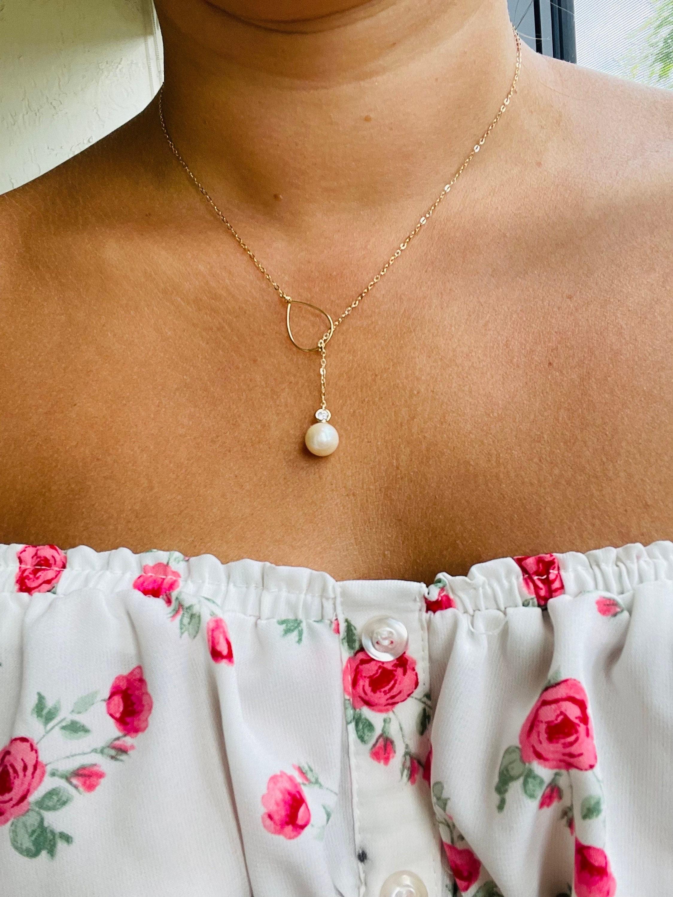 da uomo o donna Perla dei mari del sud Ciondolo con diamante moderno in oro bianco 14KT, stupefacente per tutte le lunghezze. in vendita