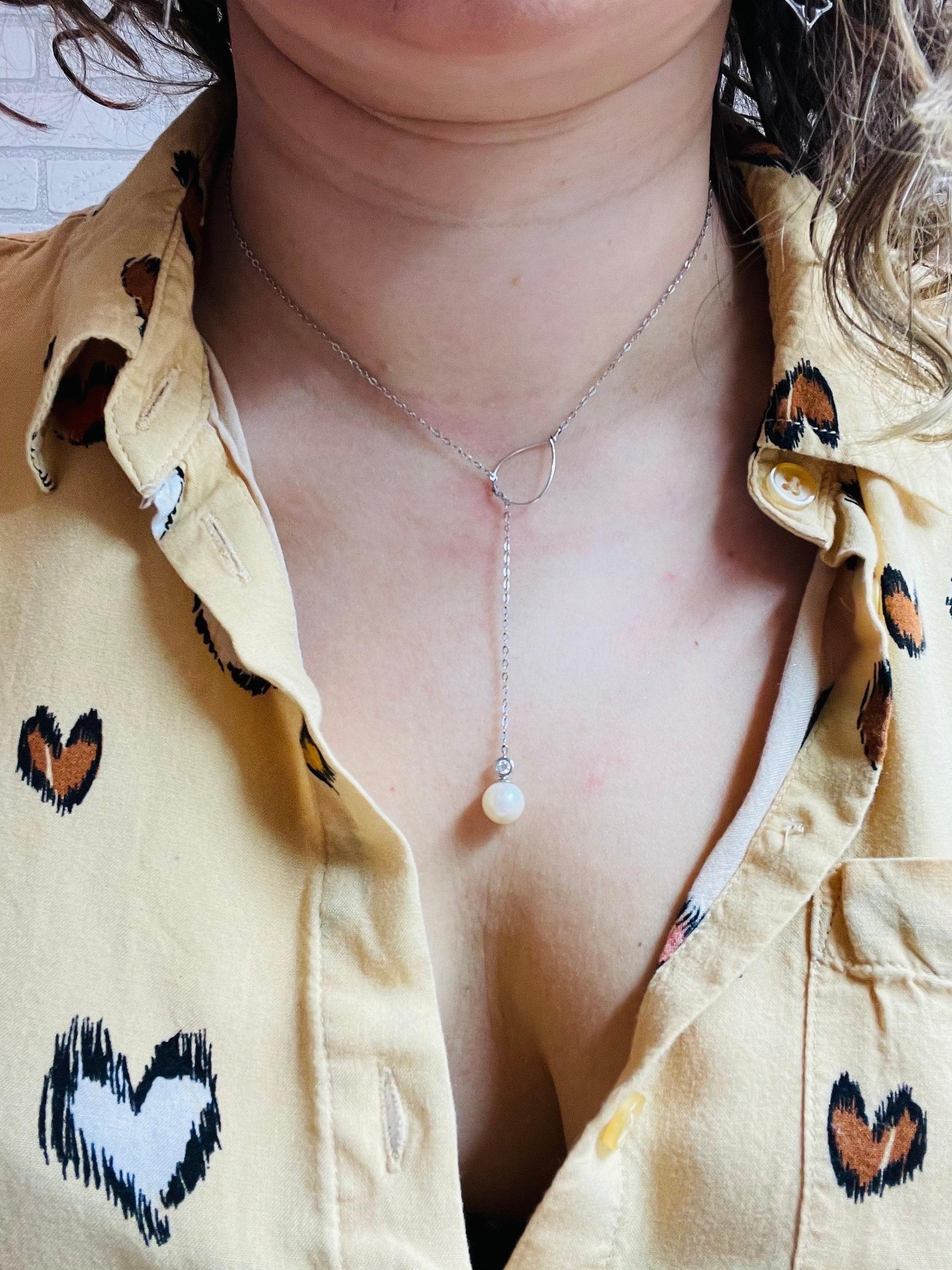 Perla dei mari del sud Ciondolo con diamante moderno in oro bianco 14KT, stupefacente per tutte le lunghezze. in vendita 1